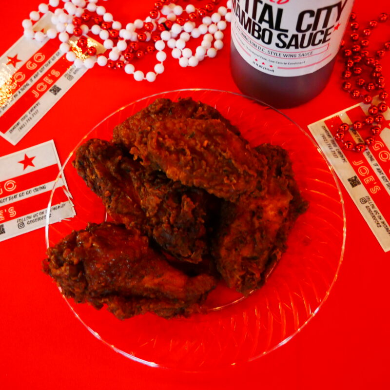 Smoked Chicken Wings & Mambo Sauce <br> <span style="color: #ec4e20;">$90 half pan | $160 full pan</span>